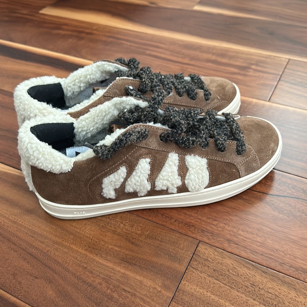 P448 JOHN BROWN NUBUCK SUEDE W/FAUX FLEECE LACE SNEAKERS SIZE 38 NEVER WORN - Picture 3 of 15